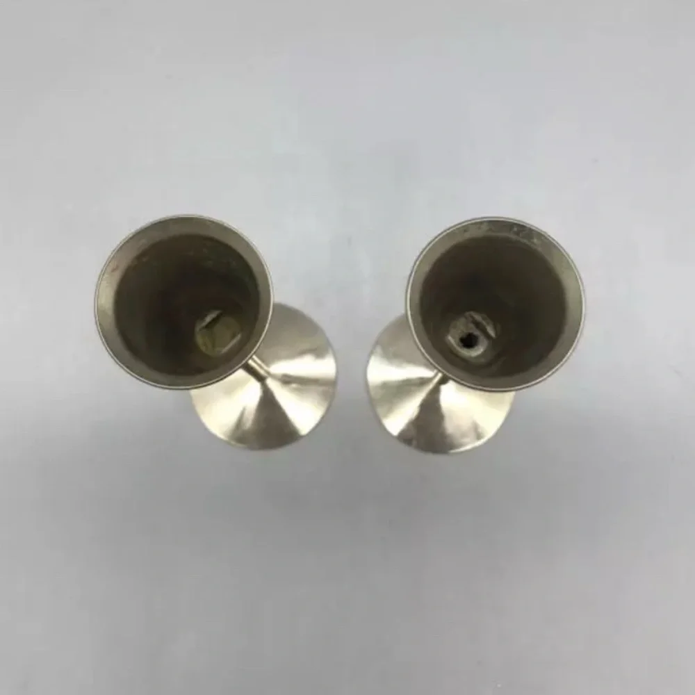Antique German Pewter Candlestick Holders - Set of 2 - Made in Soumgen Germany